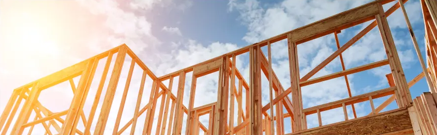 Timber wall framing in the sun